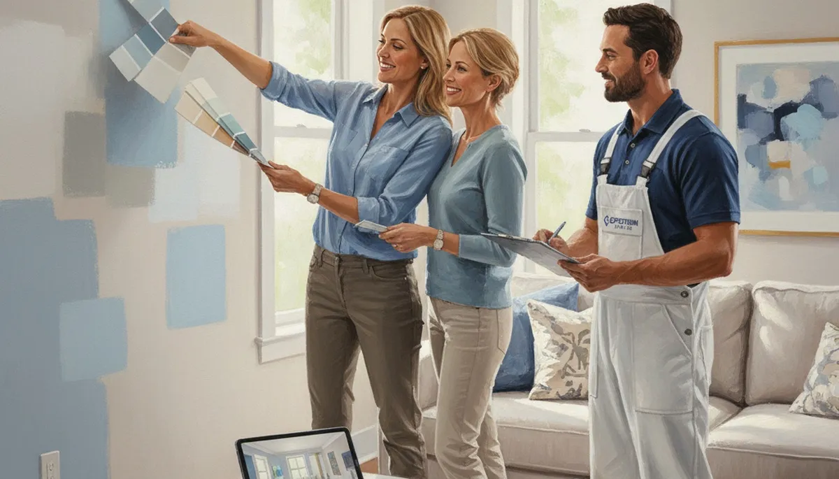 Color consultation for Concord, MA home painting project with custom paint swatches and sample palettes