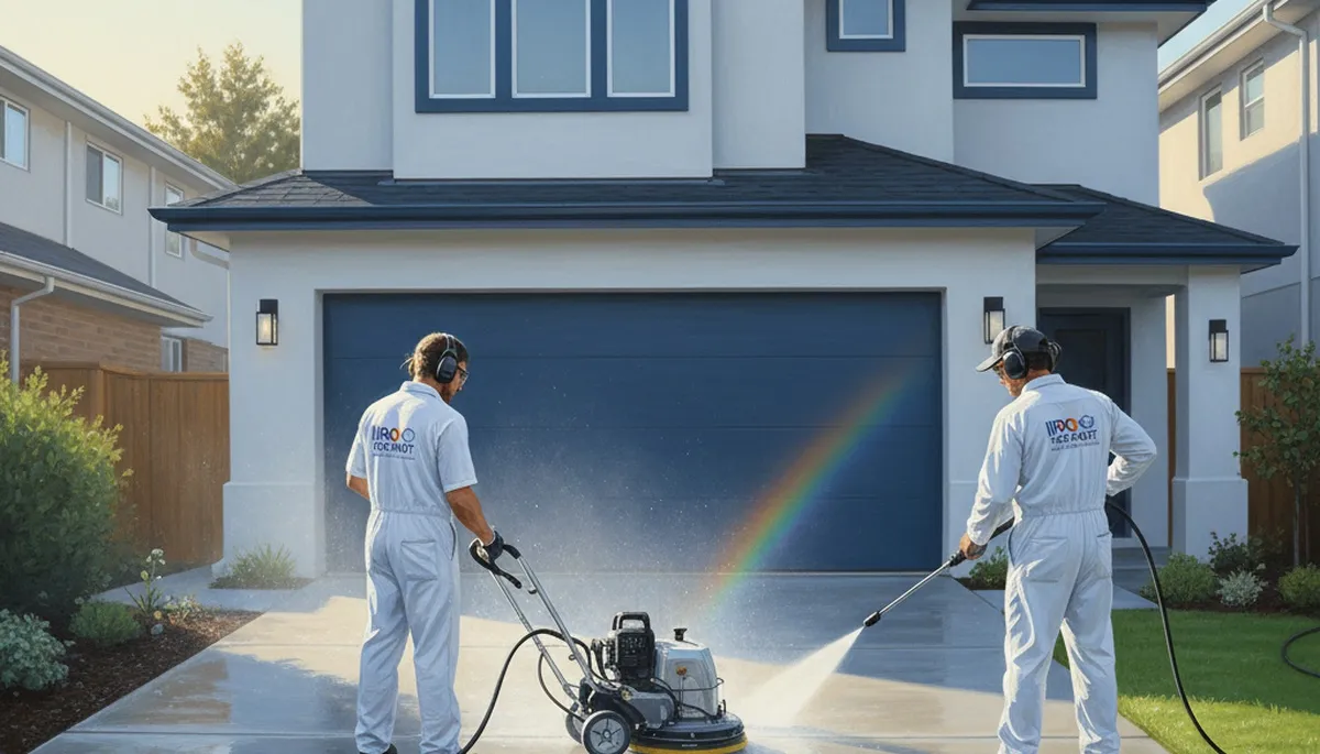 Concrete pressure cleaning in Concord, MA for driveways, patios, and walkways by Concord Paint Pros