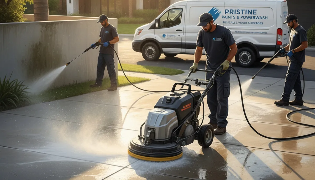 Concrete pressure cleaning in Concord, MA for driveways, patios, and walkways by Concord Paint Pros