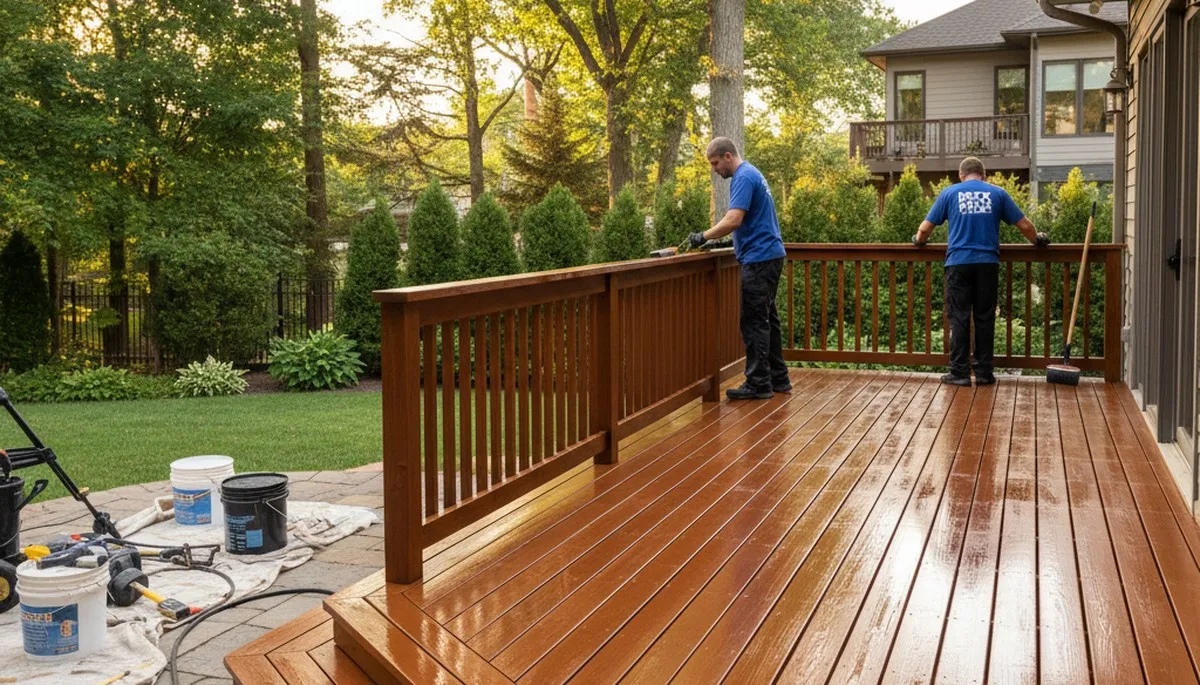 Deck staining by Concord Paint Pros in Concord, MA for weather-resistant wood deck protection