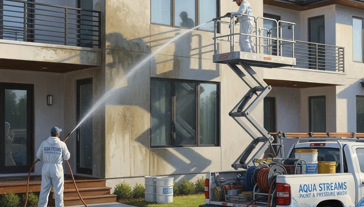 Pressure cleaning service in Concord, MA removing dirt and mildew from siding and walkways